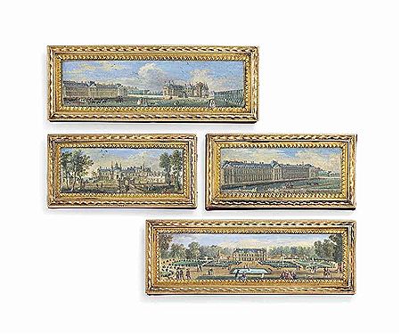 Four views of castles having belonged to the Duc de Penthièvre (1725-1793): Rambouillet, Anet, Armainvilliers, and one other