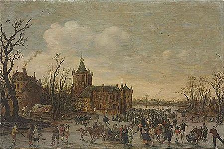 A winter landscape with figures skating in front of Monfoort castle by Jan Josefsz van Goyen - Auction record, sale price, and art valuation. Compare with similar artists and explore comparable artworks.