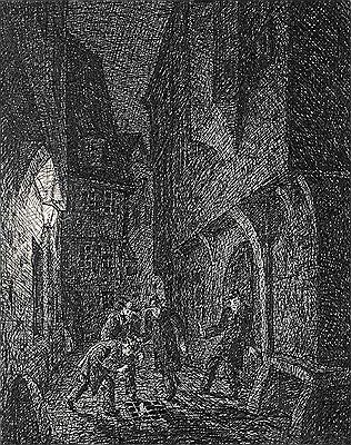 Nacht (Originalentwurf zu "Das grüne Gesicht" von G. Meyrink, Verlag G. Müller, 1917)