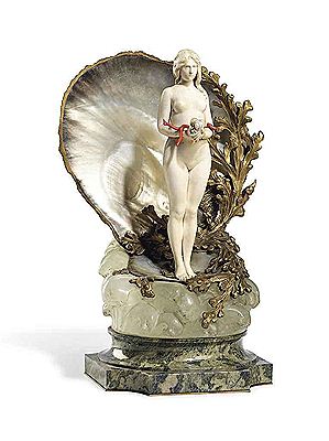 A FRENCH 'ART NOUVEAU' ORMOLU-MOUNTED ABALONE by Henri Emile Allouard - Auction record, sale price, and art valuation. Compare with similar artists and explore comparable artworks.