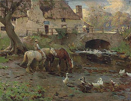 Horses watering
