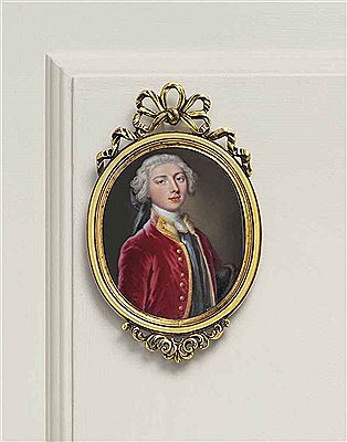 Lord Augustus Fitzroy (1716-1741), , in gold-trimmed red velvet coat, purple waistcoat and white cravat, powdered bag wig en queue, holding a black tricorn hat under his left arm