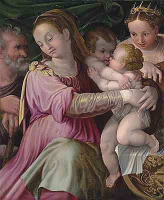 THE HOLY FAMILY WITH SAINTS JOHN THE BAPTIST AND CATHERINE OF ALEXANDRIA