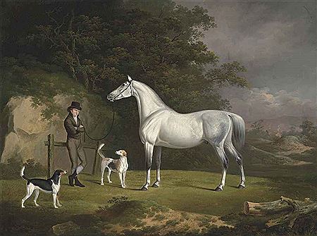 A GREY HUNTER WITH A GROOM AND TWO HOUNDS IN A WOODED LANDSCAPE by Charles Towne - Auction record, sale price, and art valuation. Compare with similar artists and explore comparable artworks.