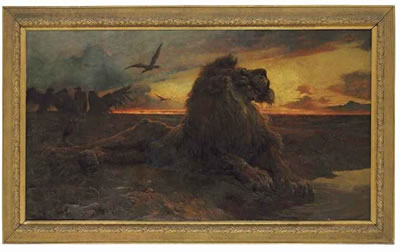 Sample artwork by Herbert Thomas Dicksee (1862 - 1942), known for wild animal portrait painting and etchings, teaching, illustrations - View similar artists and auction records