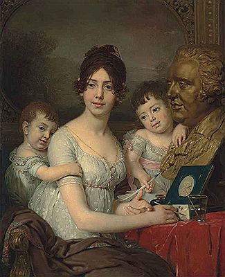Portrait of Countess Liubov Il'inichna Kusheleva, née Bezborodko (1783-1809) with children Aleksandr (1800-1855) and Grigorii (1801-1855)