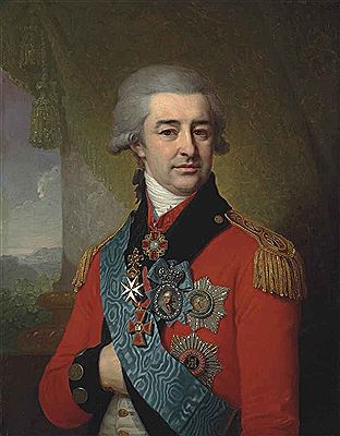 Portrait of Prince Petr Vasilievich Lopukhin (1753-1827), wearing the star and sash of the Order of St Andrew, the star and cross of the Order of St Vladimir, the Order of Alexander Nevskii, the Order of Malta and a diamond portrait badge by Vladimir Lukich Borovikovsky - Auction record, sale price, and art valuation. Compare with similar artists and explore comparable artworks.