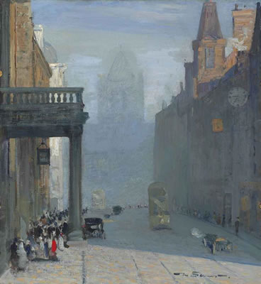 A view up Park Row towards St Anne's Cathedral, Leeds