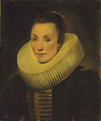 Portrait of a lady, half-length, in a black dress with gold embroidery and a ruff by Cornelis de Vos - Auction record, sale price, and art valuation. Compare with similar artists and explore comparable artworks.