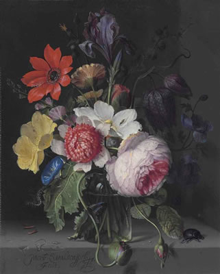 Sample artwork by Jacob van Walscapelle (1644 - 1727), known for classical style, richly colored fruit and floral still-life painting - View similar artists and auction records