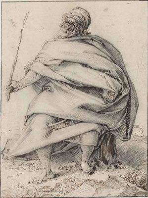 A seated judge in ancient times
