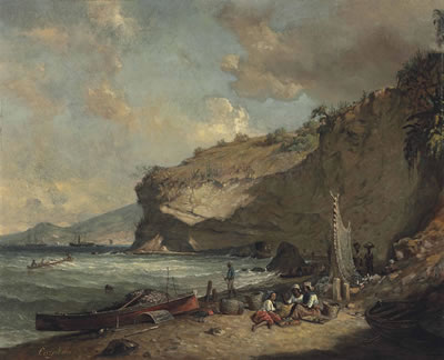 The Coast at Le Carbet, Martinique, with the Trou Caraïbe, looking towards St. Pierre
