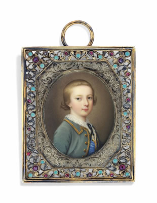 A boy, in green coat and blue waistcoat