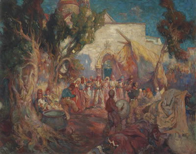 Peasants dancing in a village square