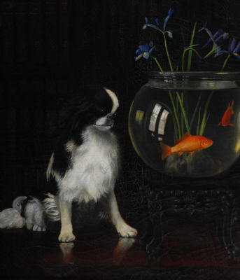 King Charles Spaniel and Goldfish