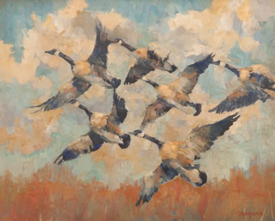 Canada Geese, Taking Off by David Lazarus - Auction record, sale price, and art valuation. Compare with similar artists and explore comparable artworks.
