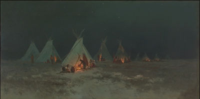 Sioux Village at Nightfall