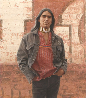Sioux Indian Wearing Ribbon Shirt