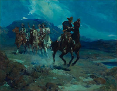 THE SHERIFF'S POSSE by Frank Tenney Johnson - Auction record, sale price, and art valuation. Compare with similar artists and explore comparable artworks.