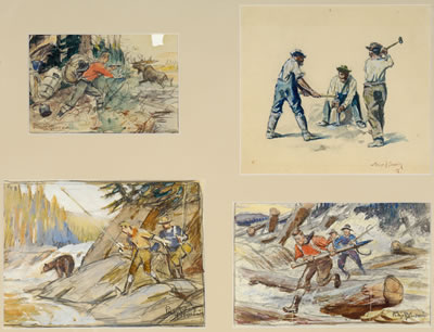 Moose Hunting; Workman; Surprised Fishermen; Loggers (4)