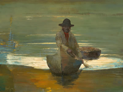 Cree Trapper with Bull Boat