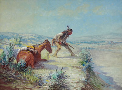 The Advance Scout by William Meuttman - Auction record, sale price, and art valuation. Compare with similar artists and explore comparable artworks.