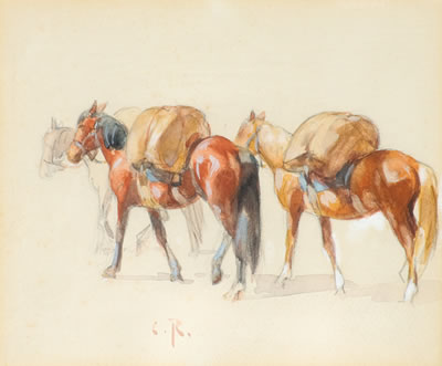 Pack Horses (together with limited edition book "Carl Rungius: Big Game Painter" by William Schaldach)