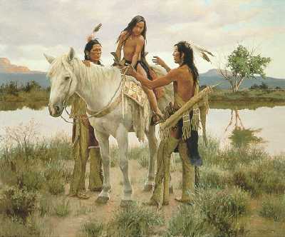 Sample artwork by Susan Terpning (Born 1953), known for western genre, indian figure - View similar artists and auction records