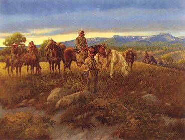 Sample artwork by Robert F Morgan (1929 - 2015), known for genre-indian, historical, wildlife - View similar artists and auction records