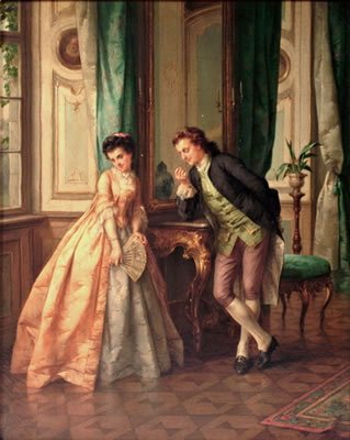 TWO FIGURES IN A BALL ROOM SCENE