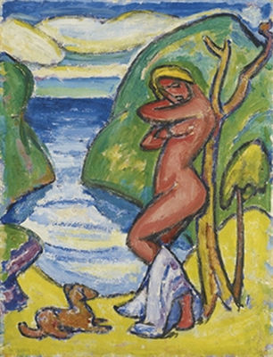 Frauenakt mit Hund in Bucht by Walter Helbig - Auction record, sale price, and art valuation. Compare with similar artists and explore comparable artworks.
