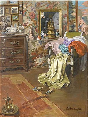 Intérieur d'atelier; Femme au pied d'un arbre: reflets de soleil (2)