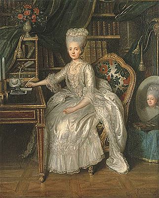 Une dame à sa table à écrire