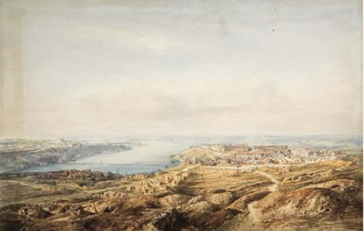 Vue de la ville de Sébastopol après le siège, la Mer Noire à l'arrière-plan by Gaspard Gobaut - Auction record, sale price, and art valuation. Compare with similar artists and explore comparable artworks.