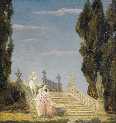 Pierrot et Colombine dans un parc