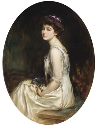 Elégante au bouquet de fleurs