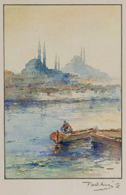 Bateaux de pêche devant la mosquée Suleymaniye à Istanbul