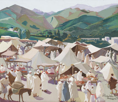 Marché à Ouezzan by Elisabeth Dandelot - Auction record, sale price, and art valuation. Compare with similar artists and explore comparable artworks.