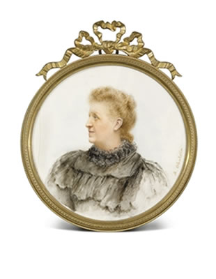 A CIRCULAR PORTRAIT MINIATURE ON IVORY OF COMTESSE D'EU