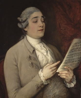 Portrait de Giusto Ferdinando Tenducci tenant une partition