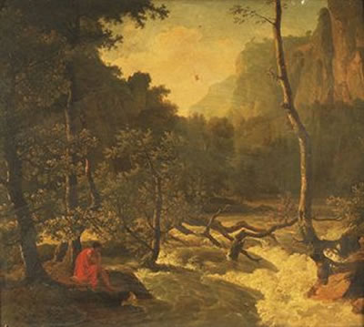 Le penseur près du torrent