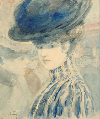 Portrait de femme au chapeau bleu by Henry Somm - Auction record, sale price, and art valuation. Compare with similar artists and explore comparable artworks.