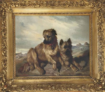 Deux Fox-Terriers dans un paysage