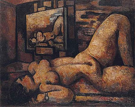 Nu couché au chevalet