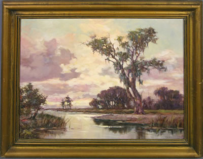 "Swamp Scene with Heron"