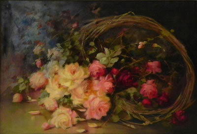 Still Life of Flowers in a Basket