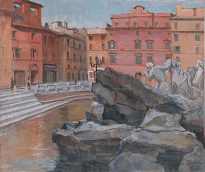 Rome, a glimpse of the Trevi Fountain