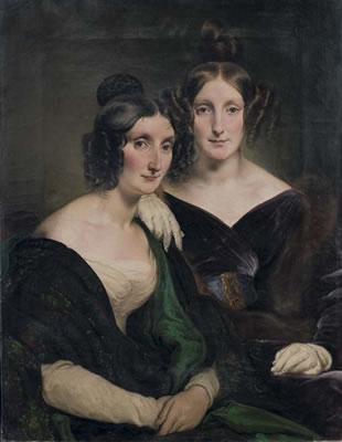Portrait of the ladies Carolina Grassi and Bianca Bignami, sisters Gabrini, 1835.