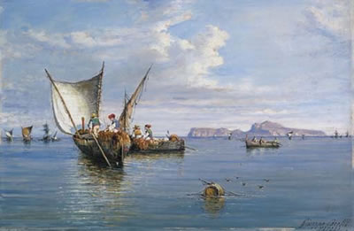 Fishing scene in Ischia