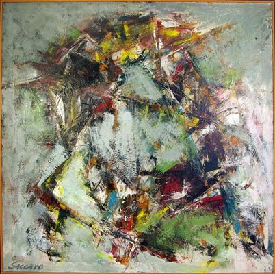 Sample artwork by John Saccaro (1913 - 1981), known for abstract expressionism - View similar artists and auction records